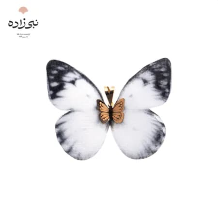 پلاک پروانه پارچه ای سفید طلا C045